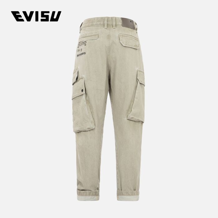 EVISU EVISUKURO 23AW男士多元素凸印立体工装牛仔裤 2EAGNM2JE2103DCTKHAK