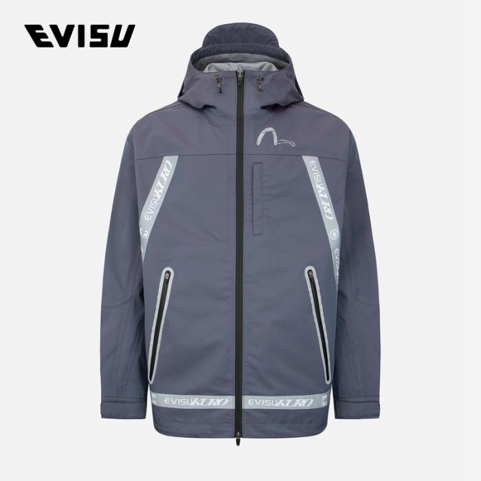 EVISU EVISUKURO 23AW男士Logo条幅夹棉防风夹克 2EAGNM2JK723SLNPBUIR