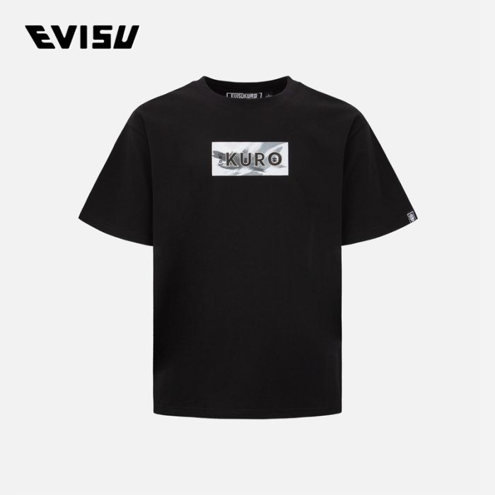 EVISU EVISUKURO 23AW男士刷纹迷彩图案Logo印花T恤 2EAGNM2TS622RXCTBLKX