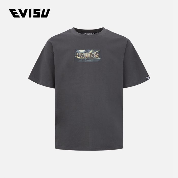 EVISU EVISUKURO 23AW男士刷纹迷彩图案Logo印花T恤 2EAGNM2TS622RXCTDKCH