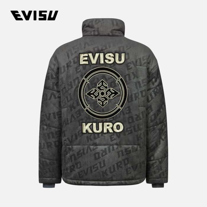 EVISU KURO 23AW男士满地标志压花宽版休闲夹棉灯芯绒外套 2EAGNM3JK5105RXOQCHAX