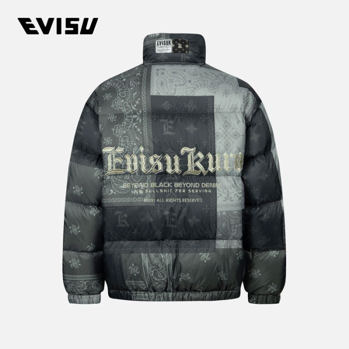 EVISU KURO 23AW男士满地腰果花印花宽版休闲羽绒外套 2EAGNM3NJ5100RXPLCHAX