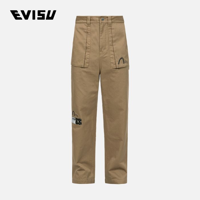 EVISU KURO 23AW男士Logo刺绣贴布工装裤 2EAGNM3PT5141WLCTBRNX