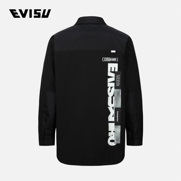 EVISU KURO 23AW男士Logo印花拼接常规版型夹克 2EAGNM3SJ5018XXPQBLKX