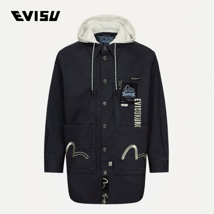 EVISU KURO 23AW男士标志汉字刺绣连帽外套 2EAGNM3SJ5117LFPSCHAX