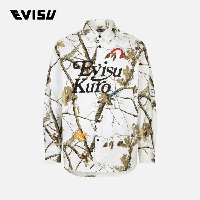 EVISU KURO 23AW男士树纹迷彩印花宽版衬衫 2EAGNM3SL5215OSCTBONX