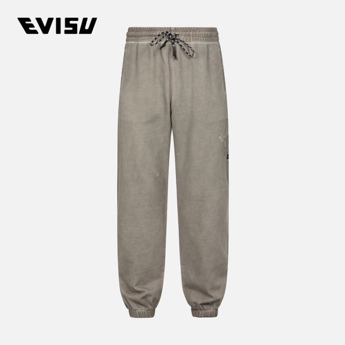 EVISU KURO 23AW男士金属色海鸥刺绣宽版卫裤 2EAGNM3SP5192RXCTLTAN