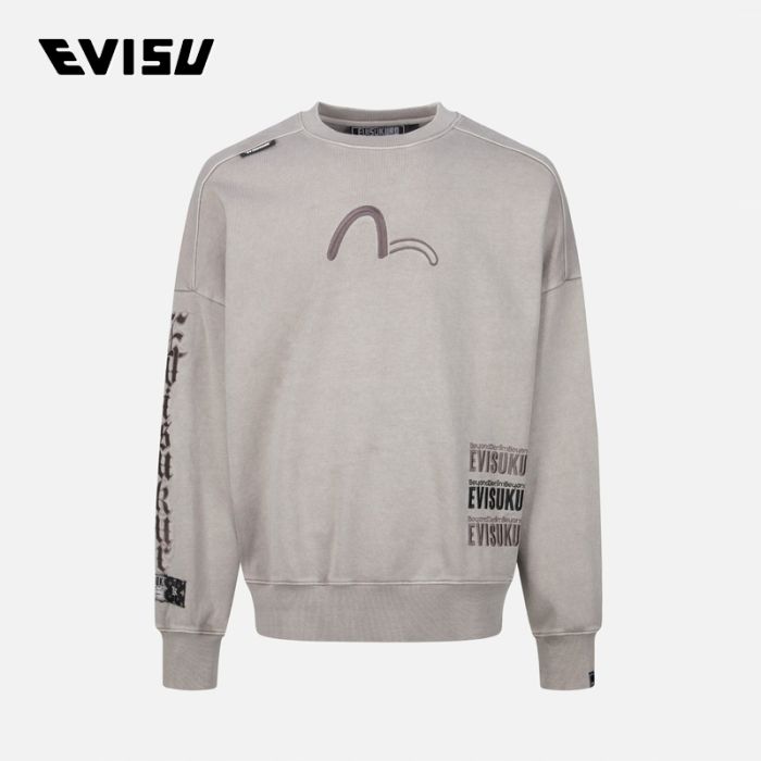 EVISU KURO 23AW男士多重Logo刺绣宽版卫衣 2EAGNM3SW5150OSCTLTAN