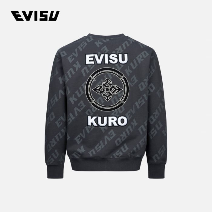 EVISU KURO 23AW男士满地logo印花宽版卫衣 2EAGNM3SW5158RXFLCHAX