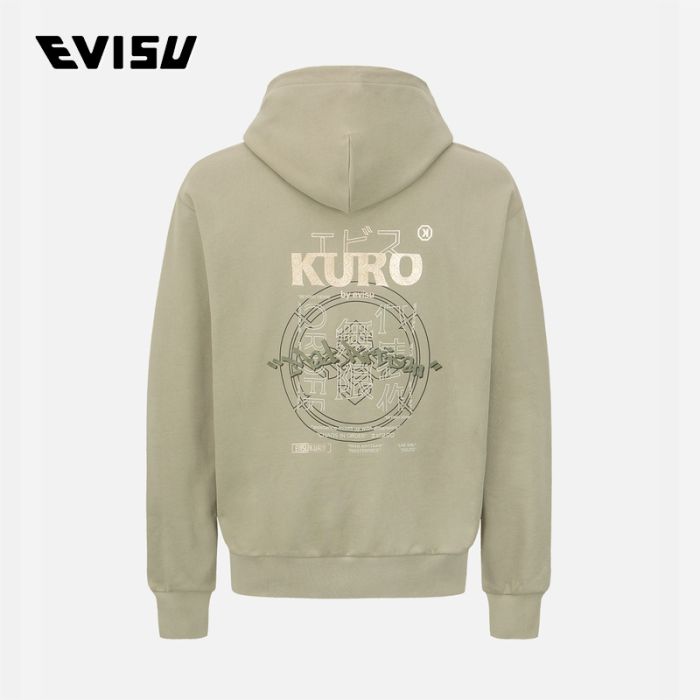 EVISU KURO 23AW男士涂鸦烫金印花连帽卫衣 2EAGNM3SW5963RXCTKHAK