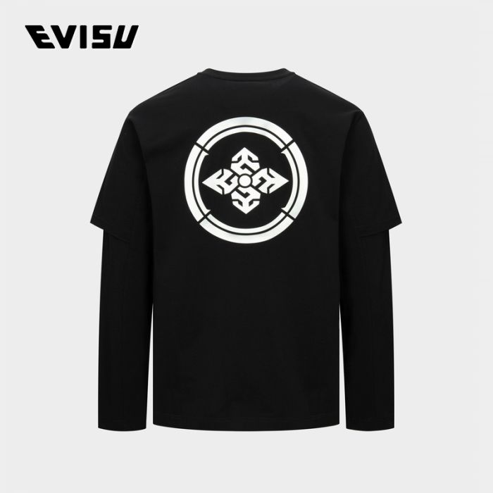 EVISU KURO 23AW男士家花印花仿两件式常规版型T恤 2EAGNM3TL5075XXCTBLKX