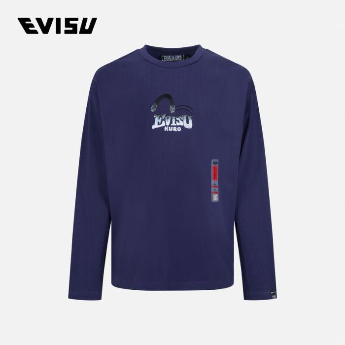 EVISU KURO 23AW男士渐变Logo刺绣宽版T恤 2EAGNM3TL5235OSCTDPUR