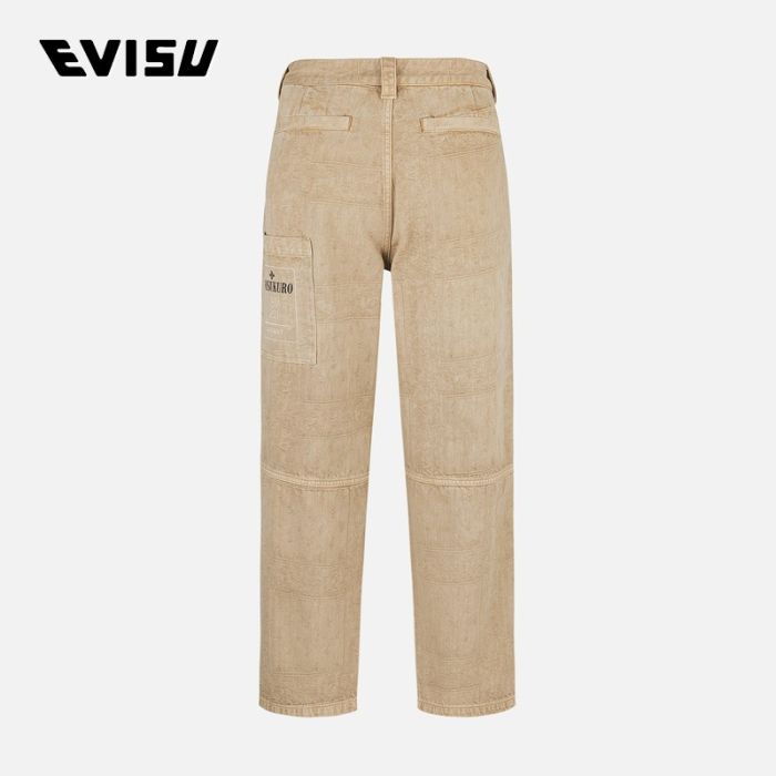 EVISU KURO 24AW男士成染佩斯利提花和多口袋宽版休闲工装裤 2EAGNM4PT5059RXCTBEGX