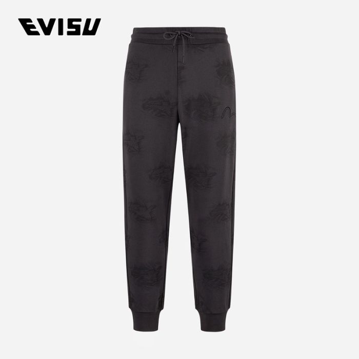 EVISU KURO 24AW男士满地褶皱印花常规版型运动休闲裤 2EAGNM4SP5130XXCTCHAA