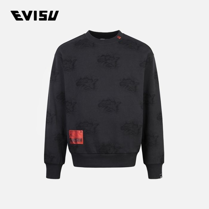 EVISU KURO 24AW男士满地褶皱印花常规版型卫衣 2EAGNM4SW5105XXCTCHAA