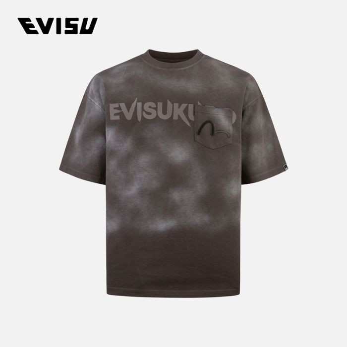 EVISU KURO 24AW男士成衣染色书法商标印花超宽版T恤 2EAGNM4TS5034OSCTCHAX