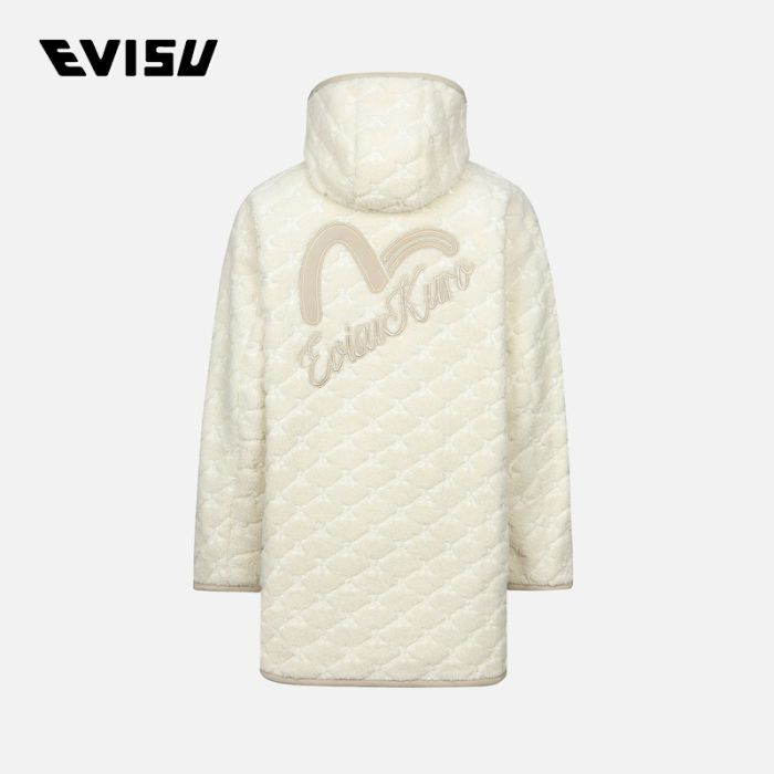 EVISU KURO 23AW女士Logo压纹毛皮宽版大衣 2EAGNW3CT6121OSSQWHTX