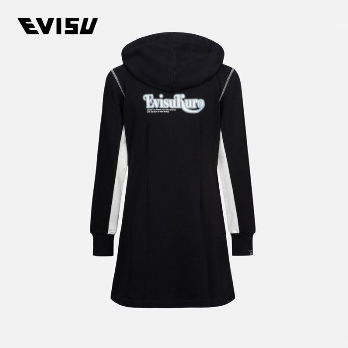 EVISU KURO 23AW女士星空Logo印花宽版连衣裙 2EAGNW3DR6016XXCTBLKX