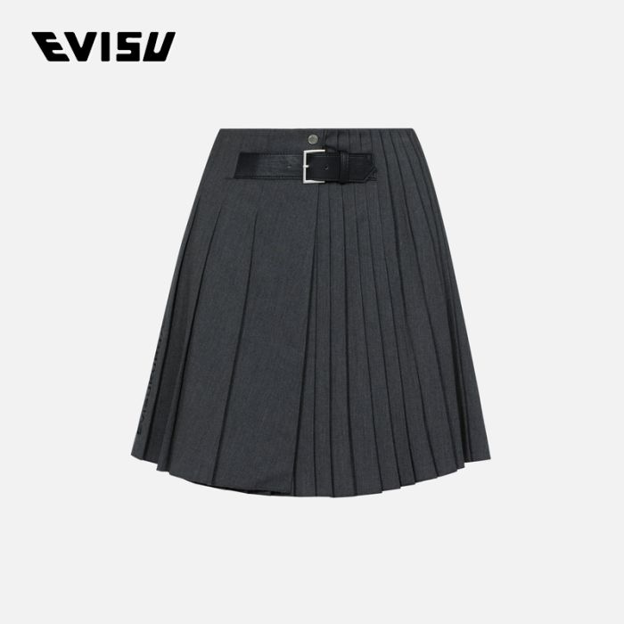 EVISU KURO 23AW女士不规则百褶短裙 2EAGNW3SK6029FFPXDHGY