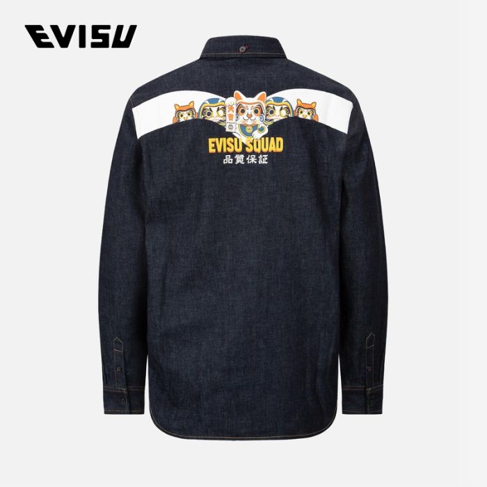 【4件7折】EVISU  23AW男士缘起物组合大M印花长袖衬衫 2EAHTM2SL151XXDNINDW