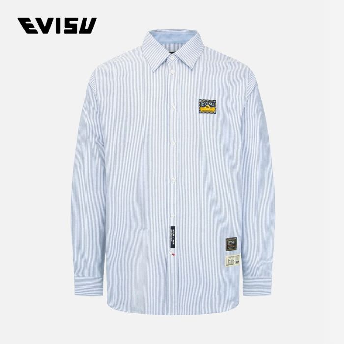 EVISU  23AW男士大M嵌条条纹长袖衬衫 2EAHTM2SL155XXCTSTPE