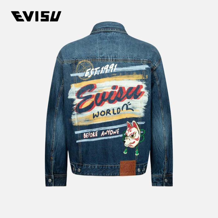 EVISU  23AW男士稻荷面具印花宽版牛仔外套连金属章 2EAHTM3DJ1001LFCTINDD