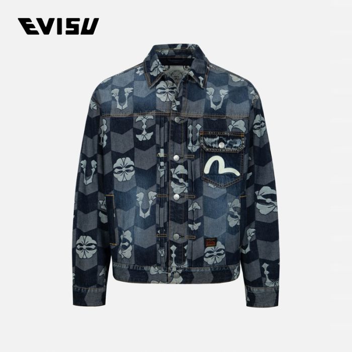 EVISU  23AW男士满地标志花纹提花宽版牛仔外套 2EAHTM3DJ1010LFCTINDD