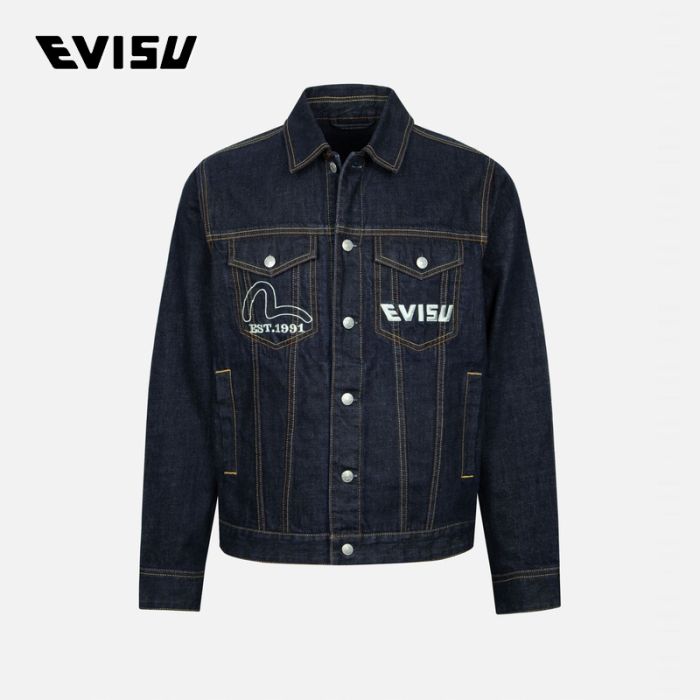 EVISU  23AW男士标志花纹大M常规版型牛仔外套 2EAHTM3DJ1014XXCTINDW