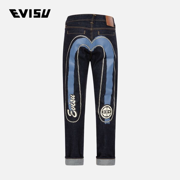 EVISU  23AW男士双重大M印花布边窄脚牛仔裤 2EAHTM3JE105317CTINDW