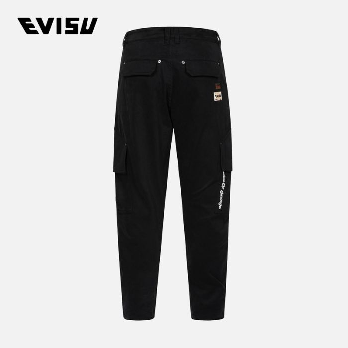 【4件7折】EVISU  23AW男士字母刺绣直筒休闲裤 2EAHTM3PT80343DCSBLKX