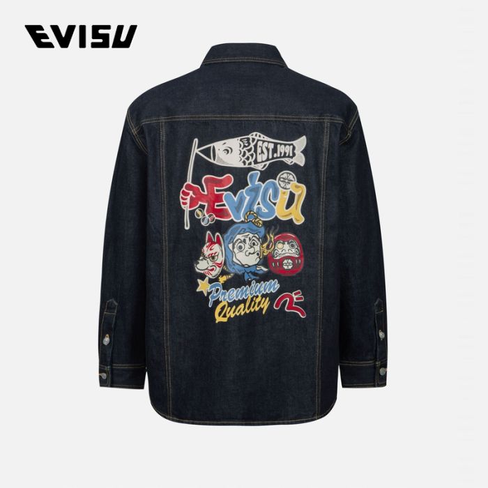 EVISU  23AW男士日向火男祭图案印花常规版型牛仔衬衫外套 2EAHTM3SJ1024XXDNINDX