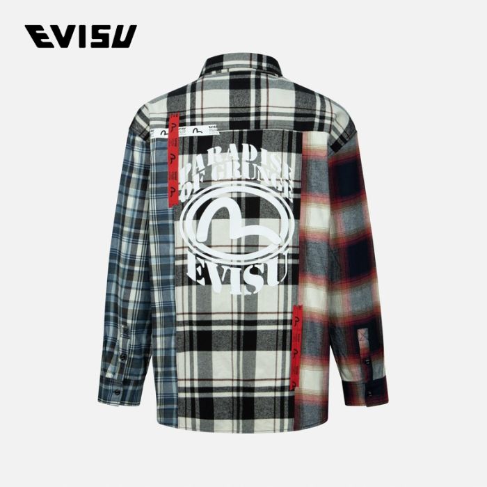 EVISU  23AW男士海鸥标志印花宽松格纹衬衫 2EAHTM3SL8016LFCTMRCH