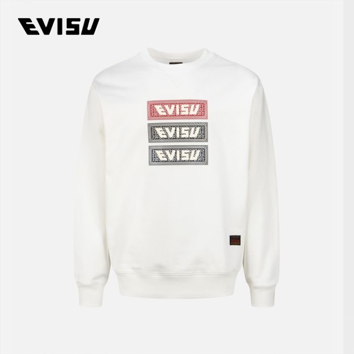 EVISU  23AW男士三连方标印花宽版休闲卫衣 2EAHTM3SW1110RXCTOWHT