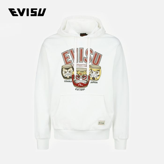 EVISU  23AW男士太鼓达摩印花连帽卫衣 2EAHTM3SW1913RXCTOWHT