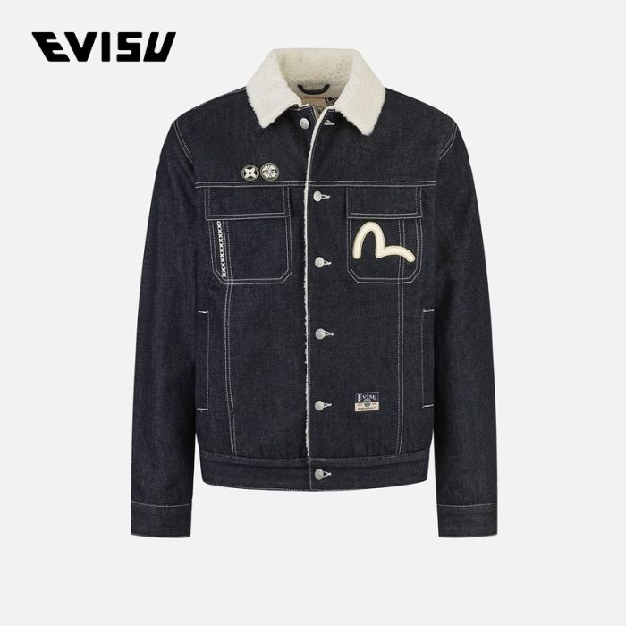 EVISU  24AW男士明线刺绣和大M嵌条宽版休闲牛仔外套 2EAHTM4DJ1008RXDNINDX