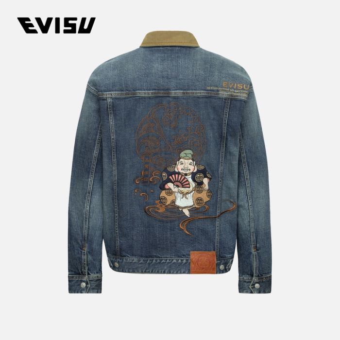 EVISU  24AW男士海神刺绣宽版牛仔外套 2EAHTM4DJ8001LFDPINDM