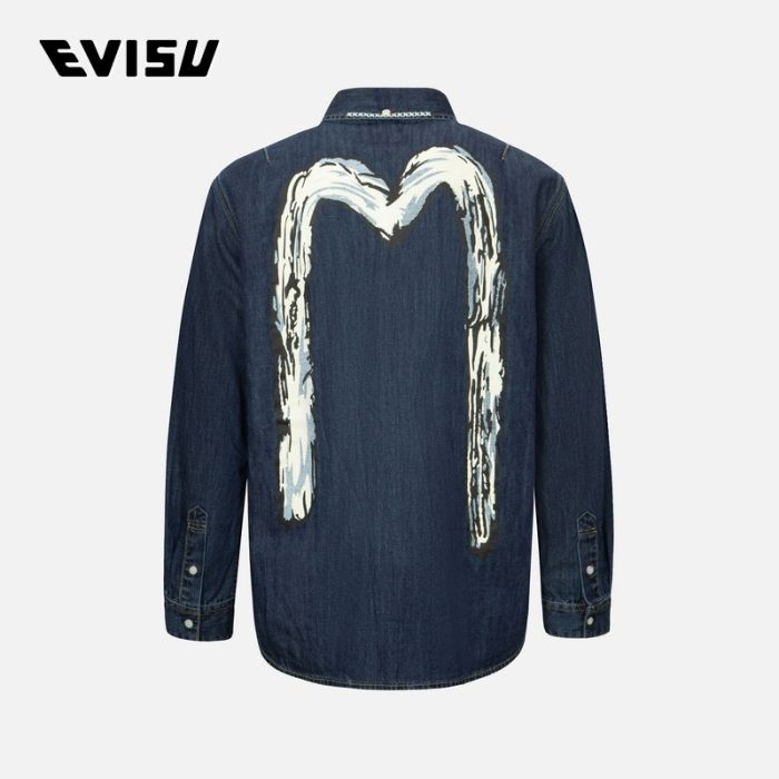 EVISU  24AW男士手扫大M印花宽版休闲牛仔衬衫 2EAHTM4DL1031RXDNINDD