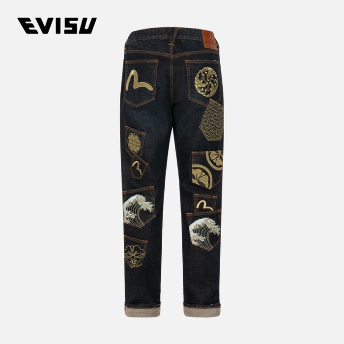 EVISU  24AW男士海鸥和家花刺绣多口袋窄脚牛仔裤 2EAHTM4JE701317DPINDM