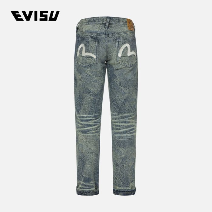 EVISU 24AW男士洗水海鸥刺绣常规直筒牛仔裤 2EAHTM4JE800908DNINDA