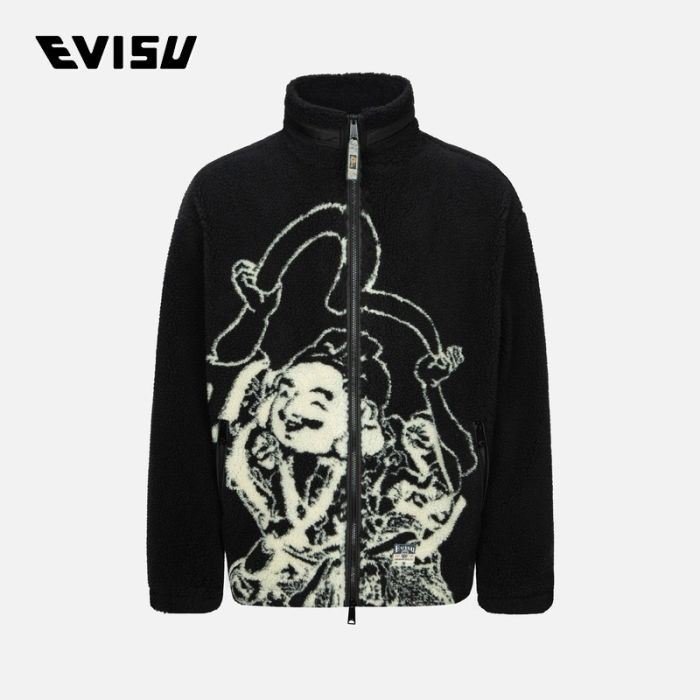 EVISU  24AW男士佛头和海鸥提花宽版休闲外套 2EAHTM4JK1020RXSNBLKX