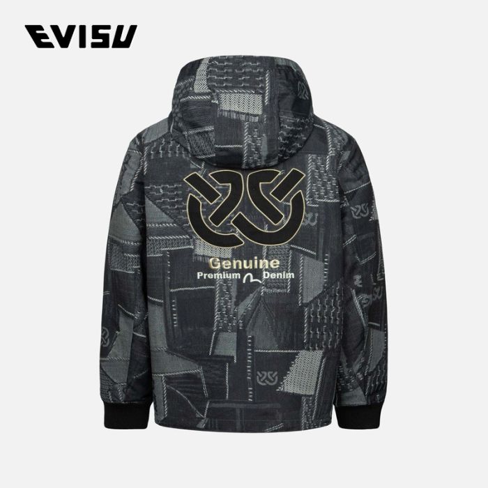 EVISU  24AW男士智慧之轮和海鸥刺绣常规版型牛仔外套 2EAHTM4JK1025XXSNNAVD