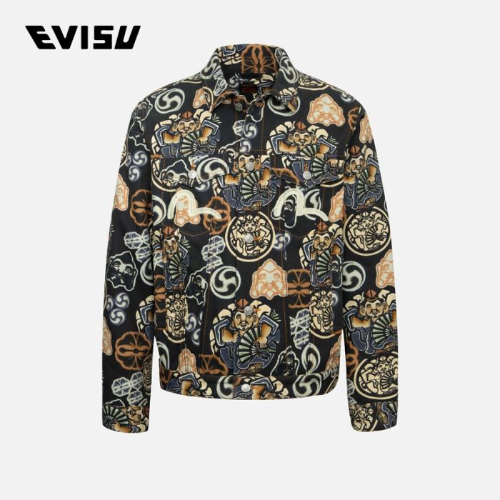 EVISU 24AW男士满地佛头和家花印花常规版型外套 2EAHTM4JK7004XXSNMUTI