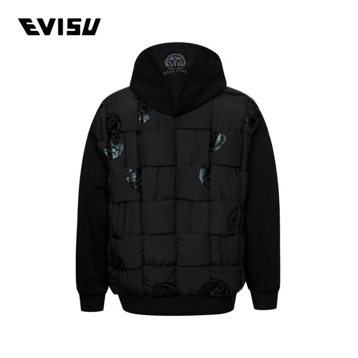 EVISU 24AW男士家花印花宽版飞行员夹棉夹克外套 2EAHTM4JK7029LFYQBLKX