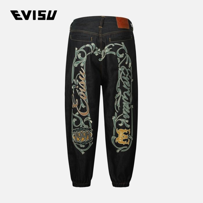 EVISU  24AW男士唐草大M印花和商标刺绣牛仔休闲裤 2EAHTM4JO1055WLDNINDR