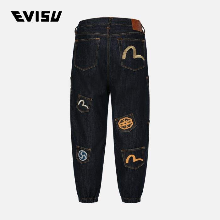 EVISU 24AW男士多口袋和海鸥刺绣宽版休闲束口牛仔休闲裤 2EAHTM4JO7022RXDNINDX