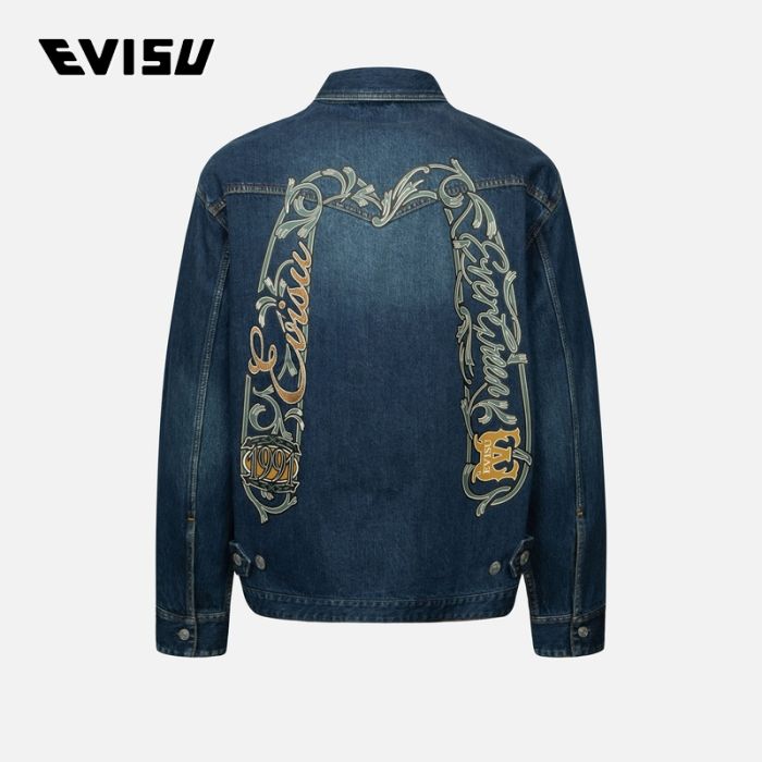 EVISU  24AW男士唐草大M印花和海鸥刺绣牛仔衬衫外套 2EAHTM4SJ1015XXDNINDD