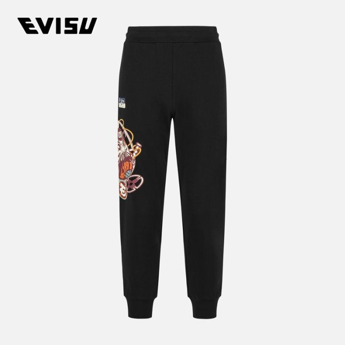 EVISU  24AW男士忍者达摩印花常规版型运动卫裤 2EAHTM4SP1073XXCTBLKX