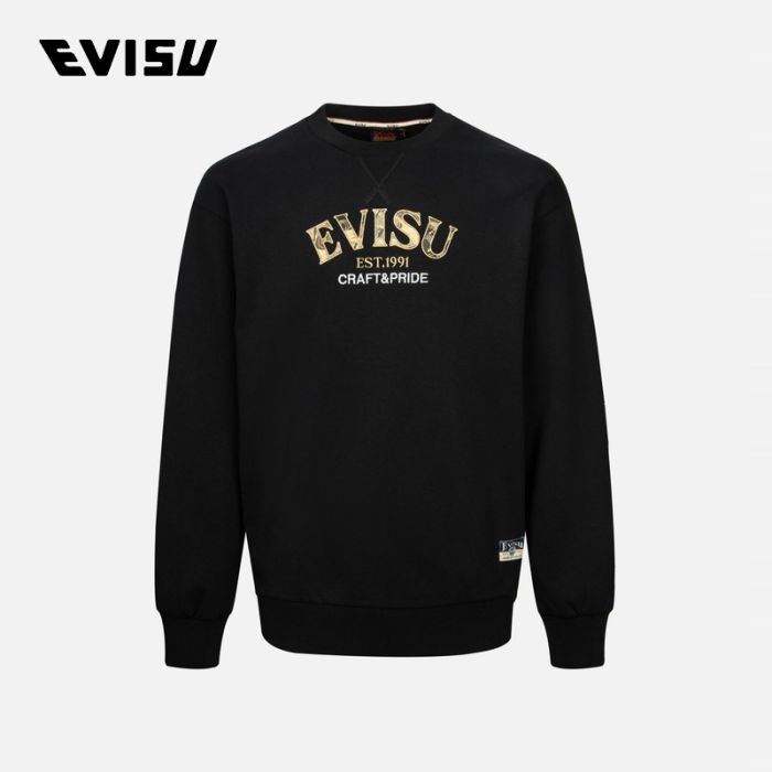 EVISU  24AW男士商标织锦贴布宽版休闲卫衣 2EAHTM4SW7050RXCTBLKX