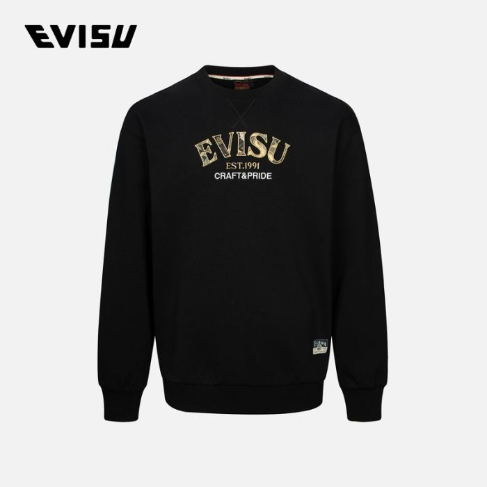 EVISU  24AW男士商标织锦贴布宽版卫衣 2EAHTM4SW7097RXFLBLKX