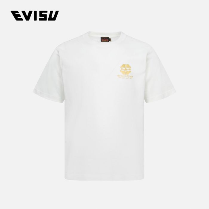 EVISU  AW24男士家花和商标烫金印花常规版型T恤 2EAHTM4TS7071XXCTWHTO